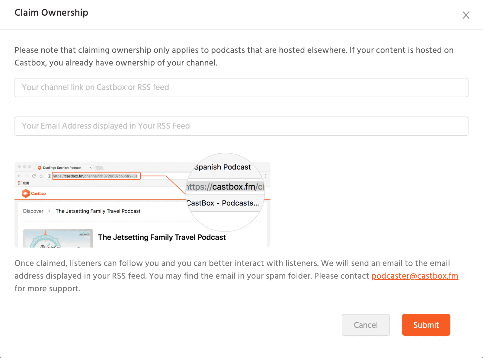 Castbox Claimed example